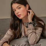 Shimmer Charcoal Large Silk Scrunchie