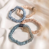 Teal Blue Skinny Silk Scrunchies
