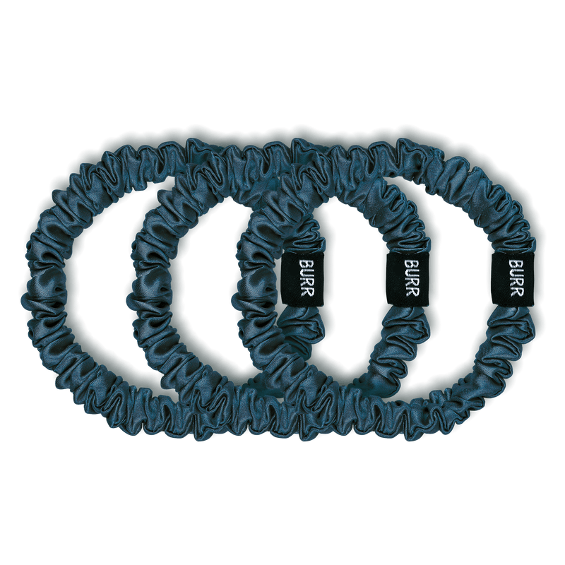 Midnight Blue Skinny Silk Scrunchies