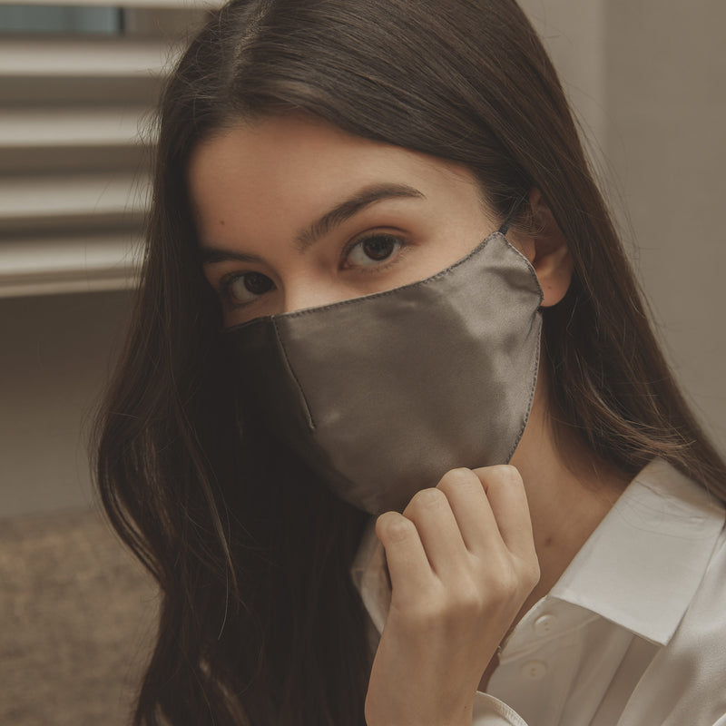 Shimmer Charcoal Silk Face Mask