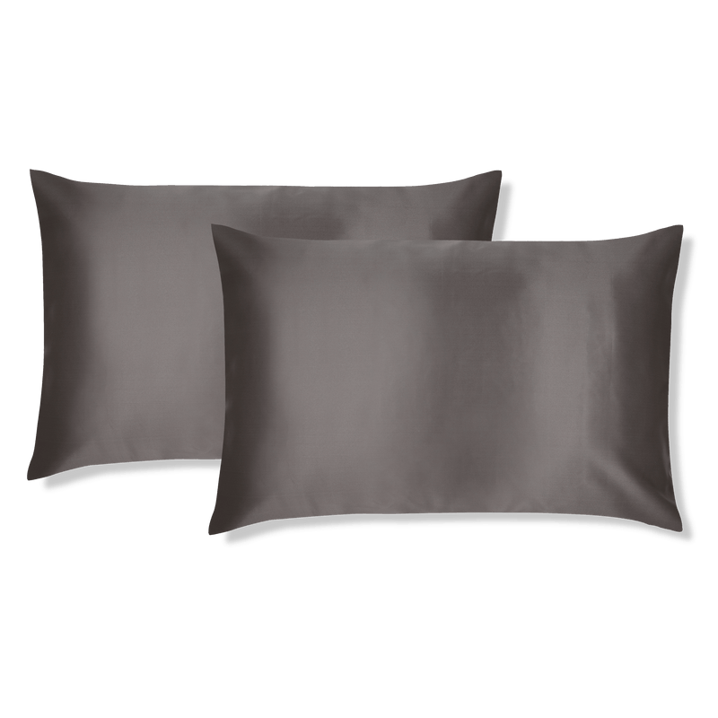 Shimmer Charcoal Silk Pillowcase (2-Piece Set) - BURR